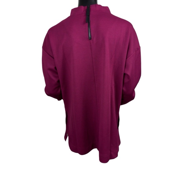 Leveler The Chase Women's Large Burgundy Mock Neck Long Sleeve Ribbed Top - Picture 9 of 15